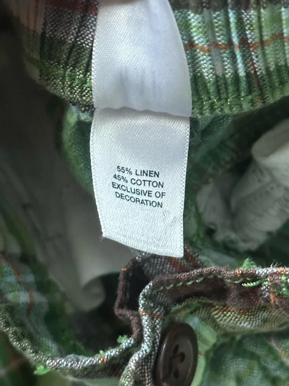 Baby gap linen/cotton blend green plaid shorts